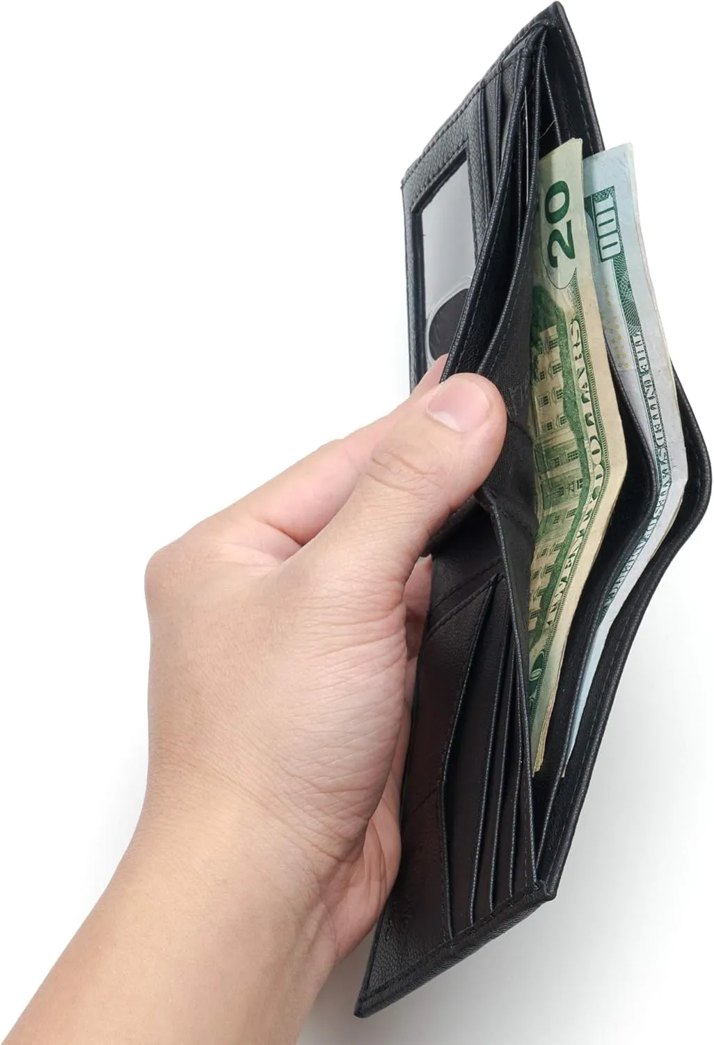 Alpine Swiss RFID Luka Men's Flip ID Wallet Deluxe Capacity Bifold With Divided Bill Section Comes in a Gift Box