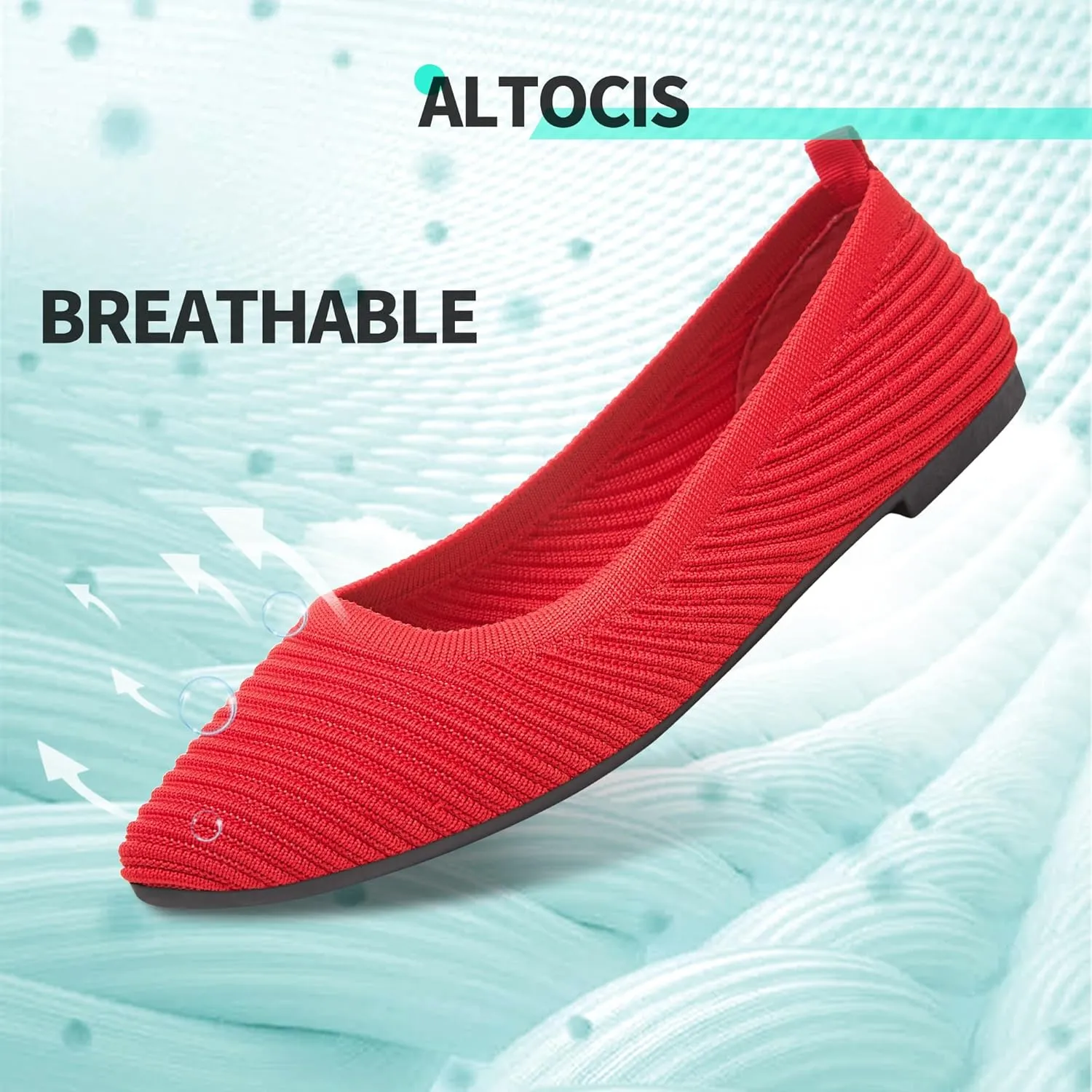 ALTOCIS Womens Knit Ballet Flats Ladies Comfortable Pointed-Toe Dressy Shoes Casual Soft Flat Shoes Ballerina Walking Flats Shoes