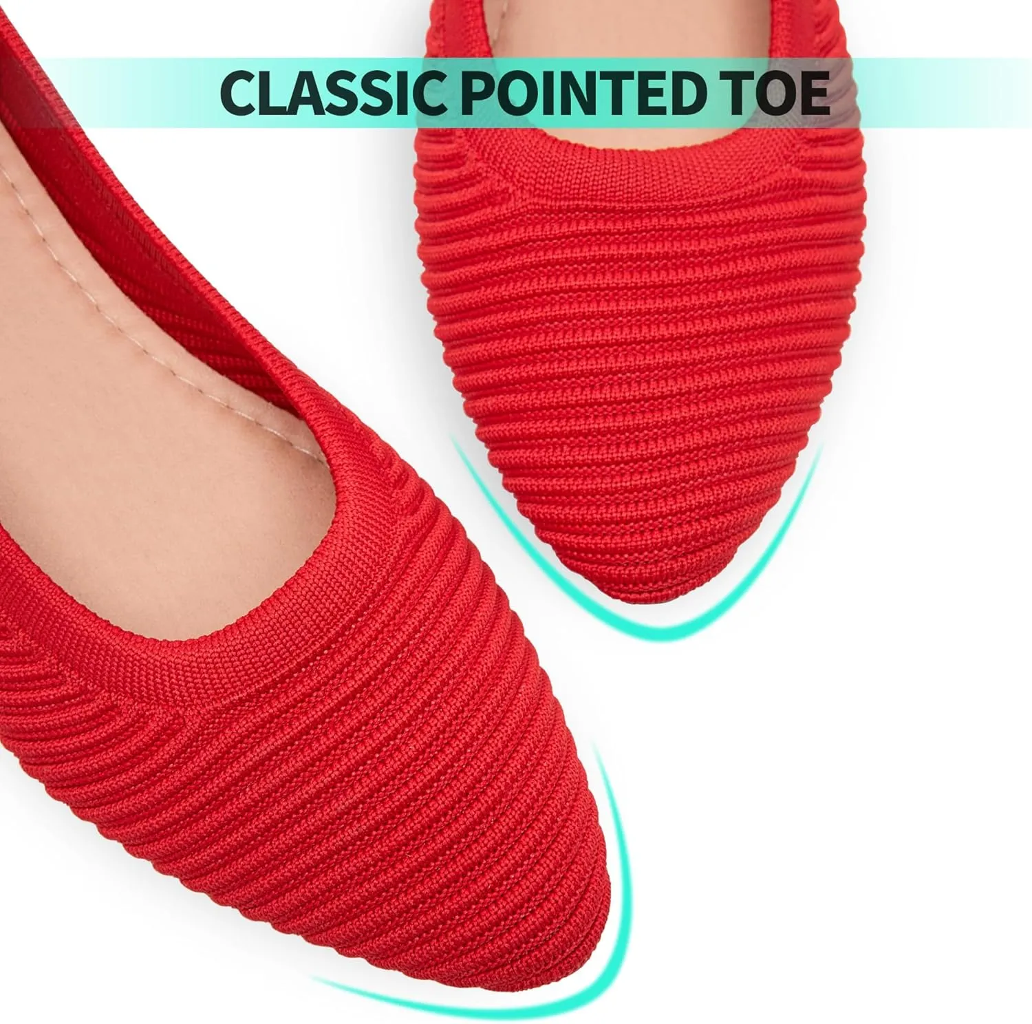 ALTOCIS Womens Knit Ballet Flats Ladies Comfortable Pointed-Toe Dressy Shoes Casual Soft Flat Shoes Ballerina Walking Flats Shoes