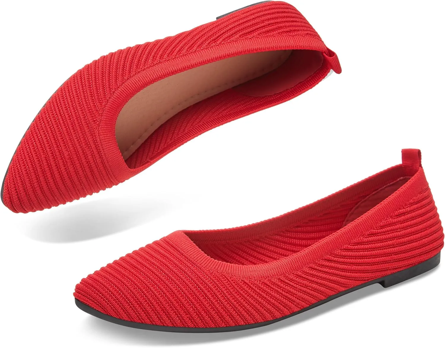ALTOCIS Womens Knit Ballet Flats Ladies Comfortable Pointed-Toe Dressy Shoes Casual Soft Flat Shoes Ballerina Walking Flats Shoes