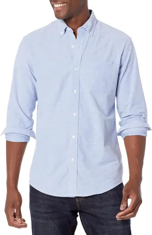Amazon Essentials Men's Long Sleeve Shirts Casual - Regular-Fit Pocket Oxford