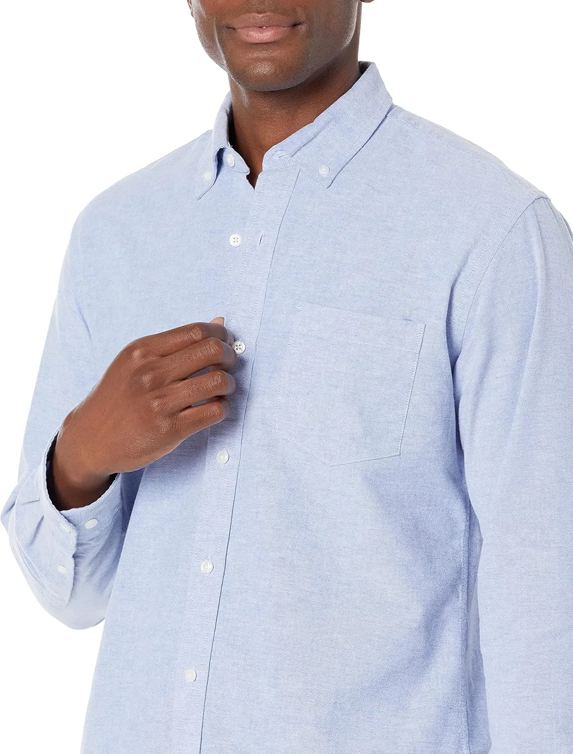 Amazon Essentials Men's Long Sleeve Shirts Casual - Regular-Fit Pocket Oxford