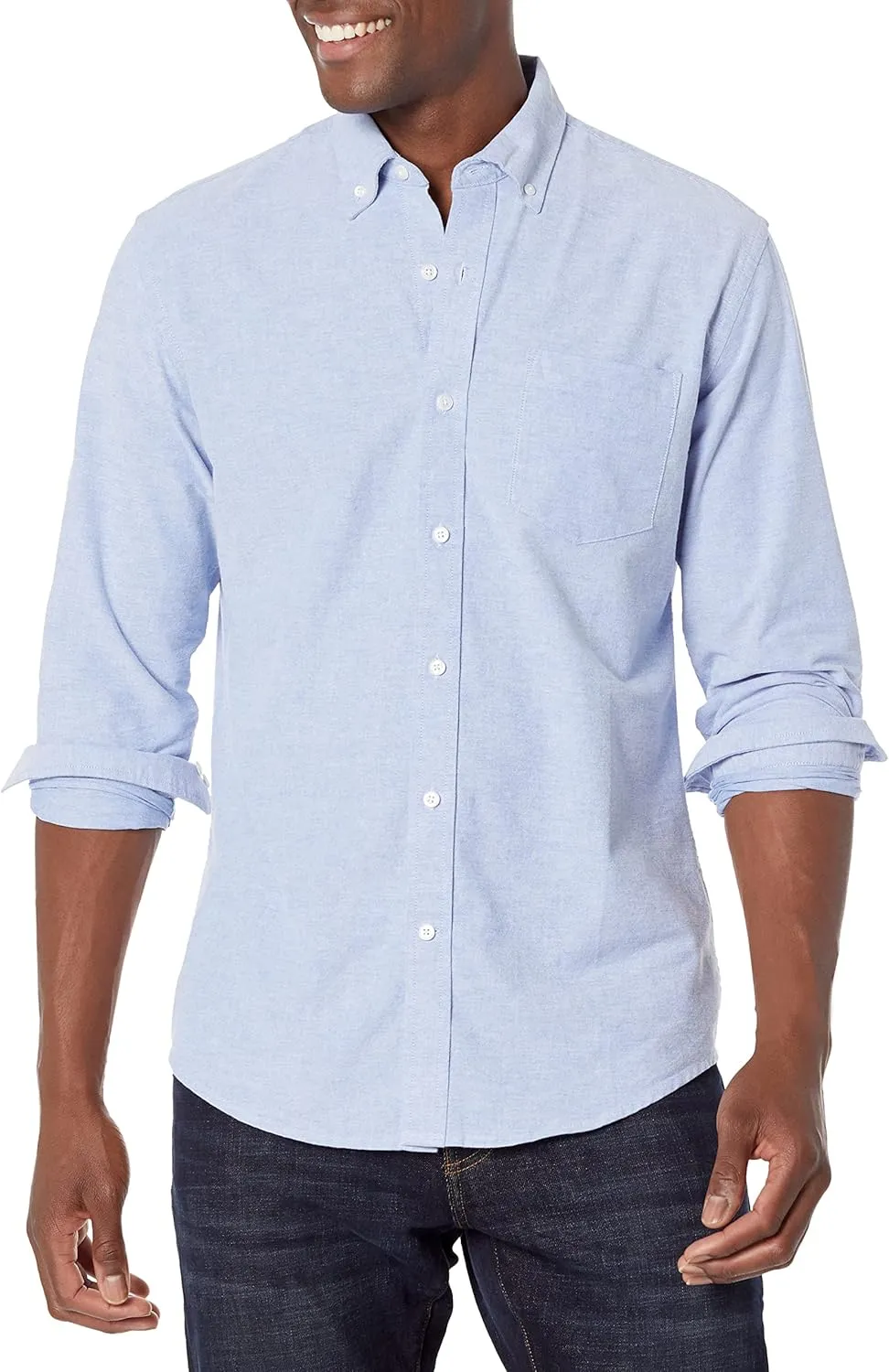 Amazon Essentials Men's Long Sleeve Shirts Casual - Regular-Fit Pocket Oxford