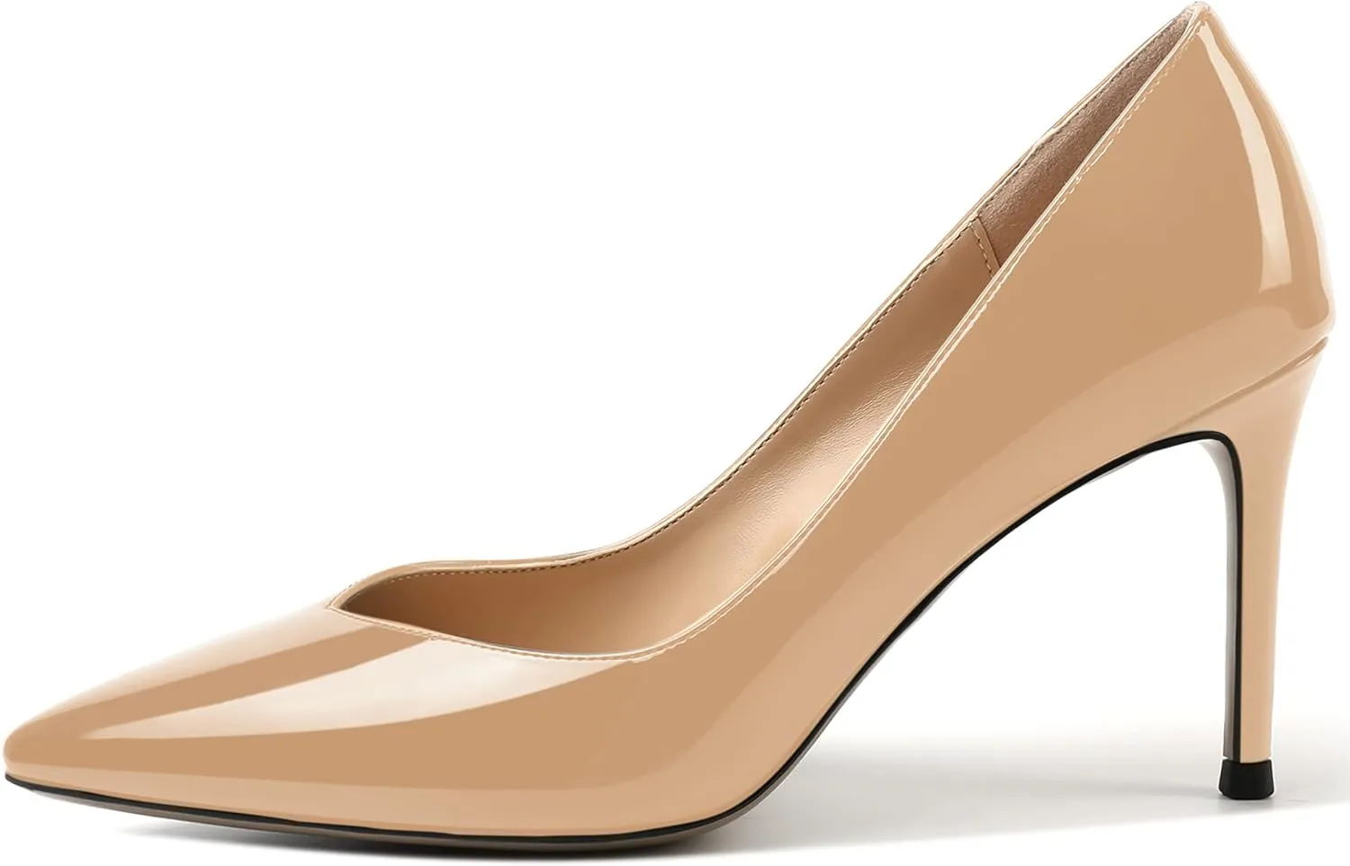 AMBELIGHT Womens Patent Pointed Toe Slip On Dating Dress Ankle Strap Stiletto High Heel Pumps Shoes 3.3 Inch