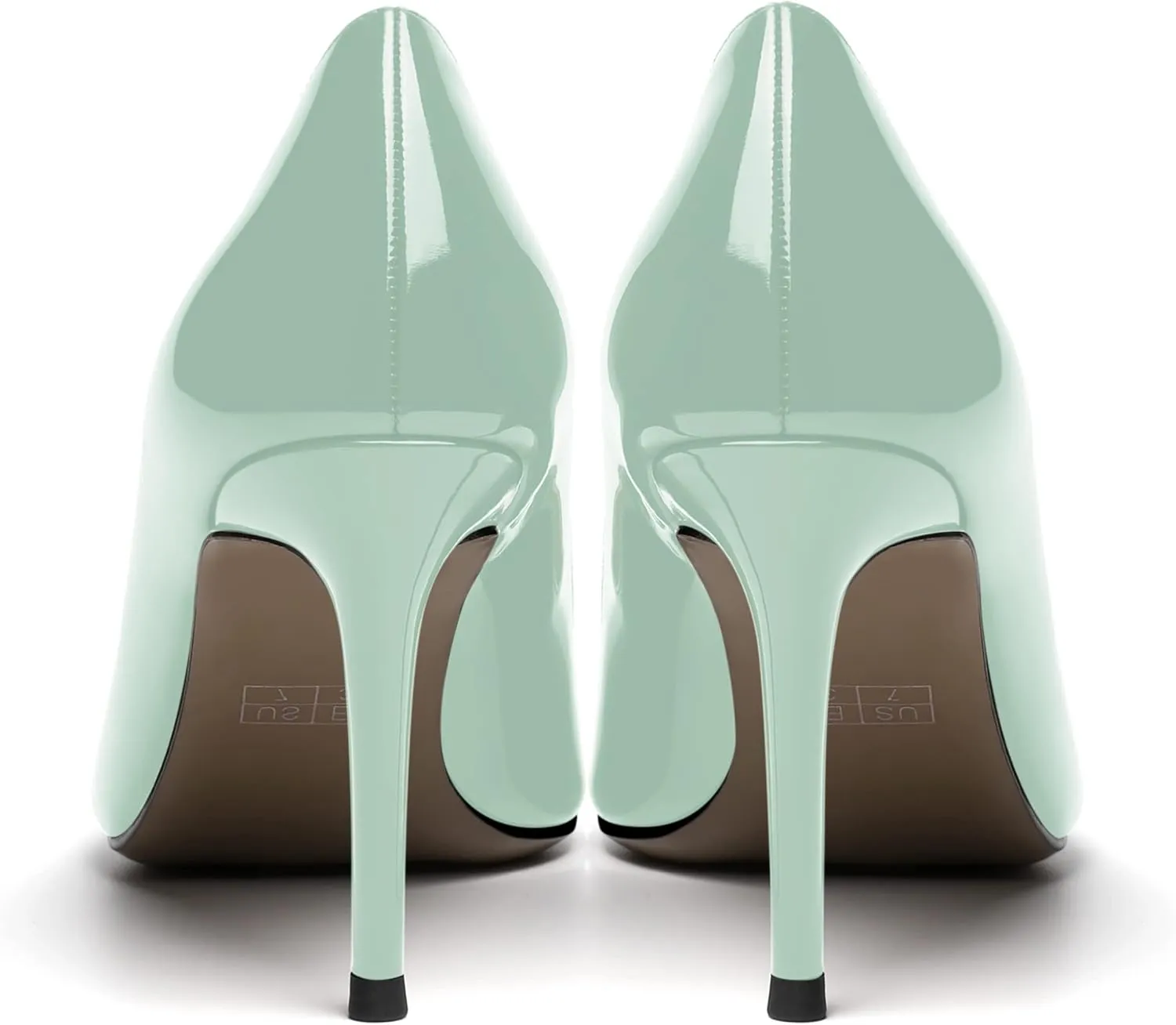 AMBELIGHT Womens Patent Pointed Toe Slip On Dating Dress Ankle Strap Stiletto High Heel Pumps Shoes 3.3 Inch