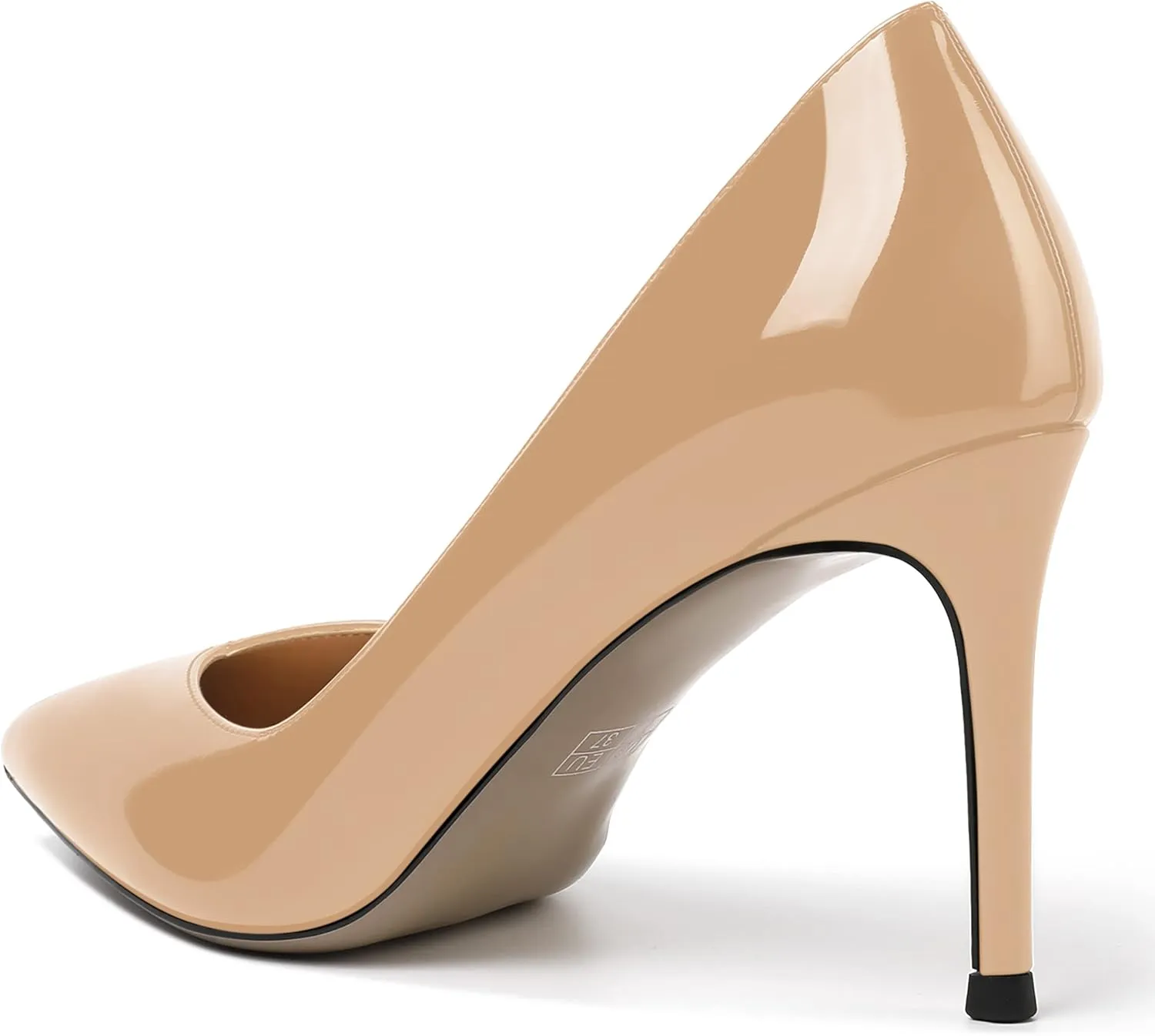 AMBELIGHT Womens Patent Pointed Toe Slip On Dating Dress Ankle Strap Stiletto High Heel Pumps Shoes 3.3 Inch