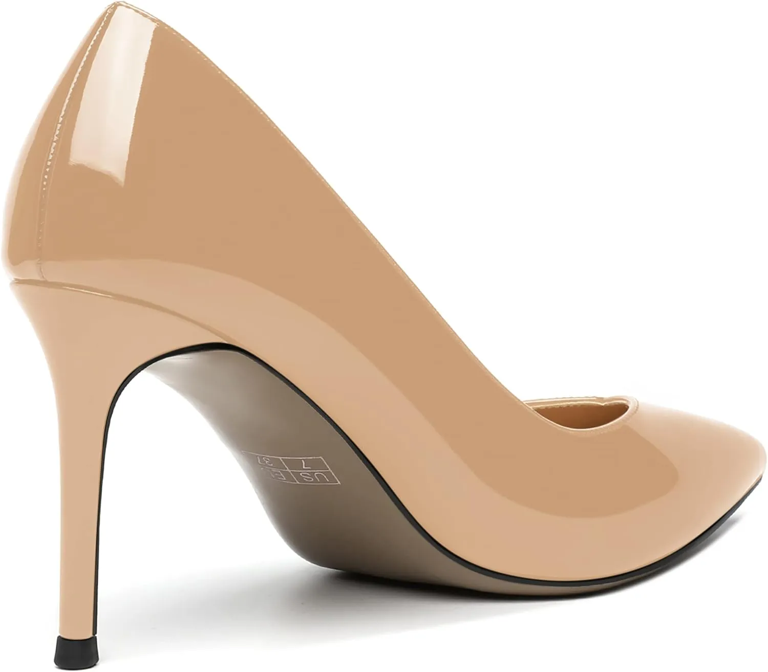 AMBELIGHT Womens Patent Pointed Toe Slip On Dating Dress Ankle Strap Stiletto High Heel Pumps Shoes 3.3 Inch