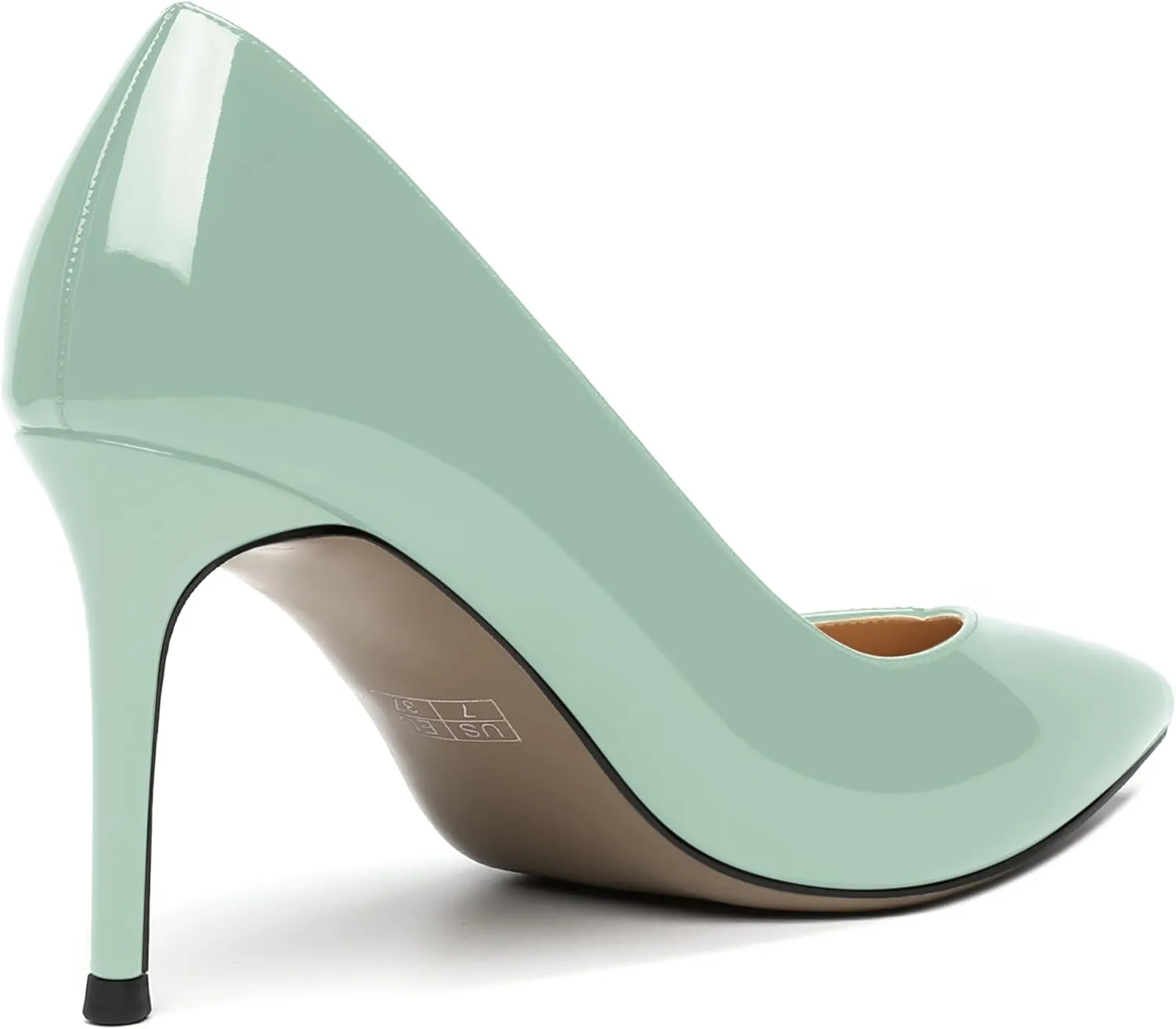 AMBELIGHT Womens Patent Pointed Toe Slip On Dating Dress Ankle Strap Stiletto High Heel Pumps Shoes 3.3 Inch