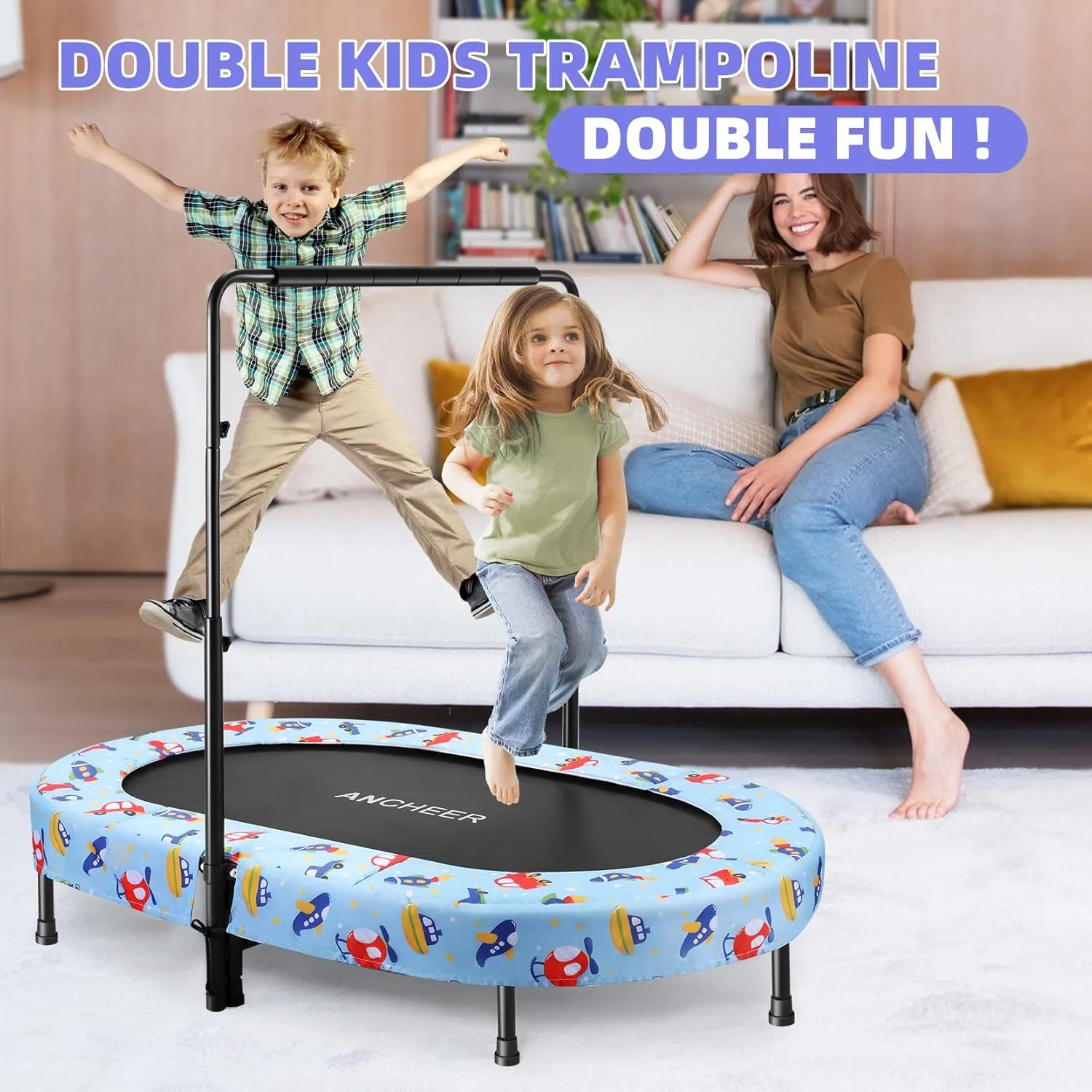 ANCHEER Trampoline for Kids, Toddler Trampoline with Handle, Child Small Rebounder for Indoor and Outdoor Use, 220 lbs Weight Capacity