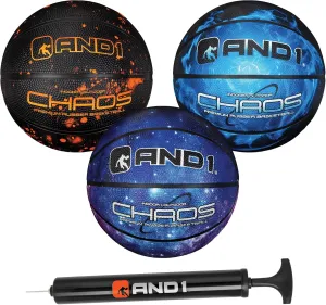 AND1 Mini Basketball 3 Pack Set for Kids (Deflated w/Pump Included): - Size 3 7-Inch Premium Youth Size Basketballs, Easy to Grip