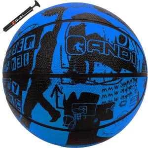 AND1 Street Art 27.5 Basketball : Youth Sized Rubber Streetball for Indoor and Outdoor Use, Deep Channel Construction and Durability, Ideal for Boys and Girls Ages 9-11, Includes 10” Pump