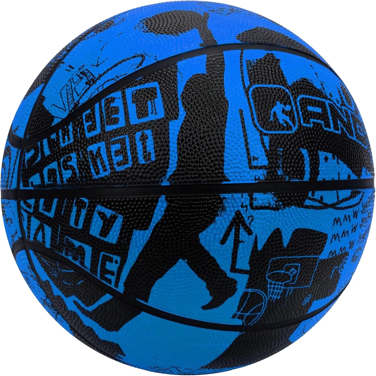 AND1 Street Art 27.5 Basketball : Youth Sized Rubber Streetball for Indoor and Outdoor Use, Deep Channel Construction and Durability, Ideal for Boys and Girls Ages 9-11, Includes 10” Pump