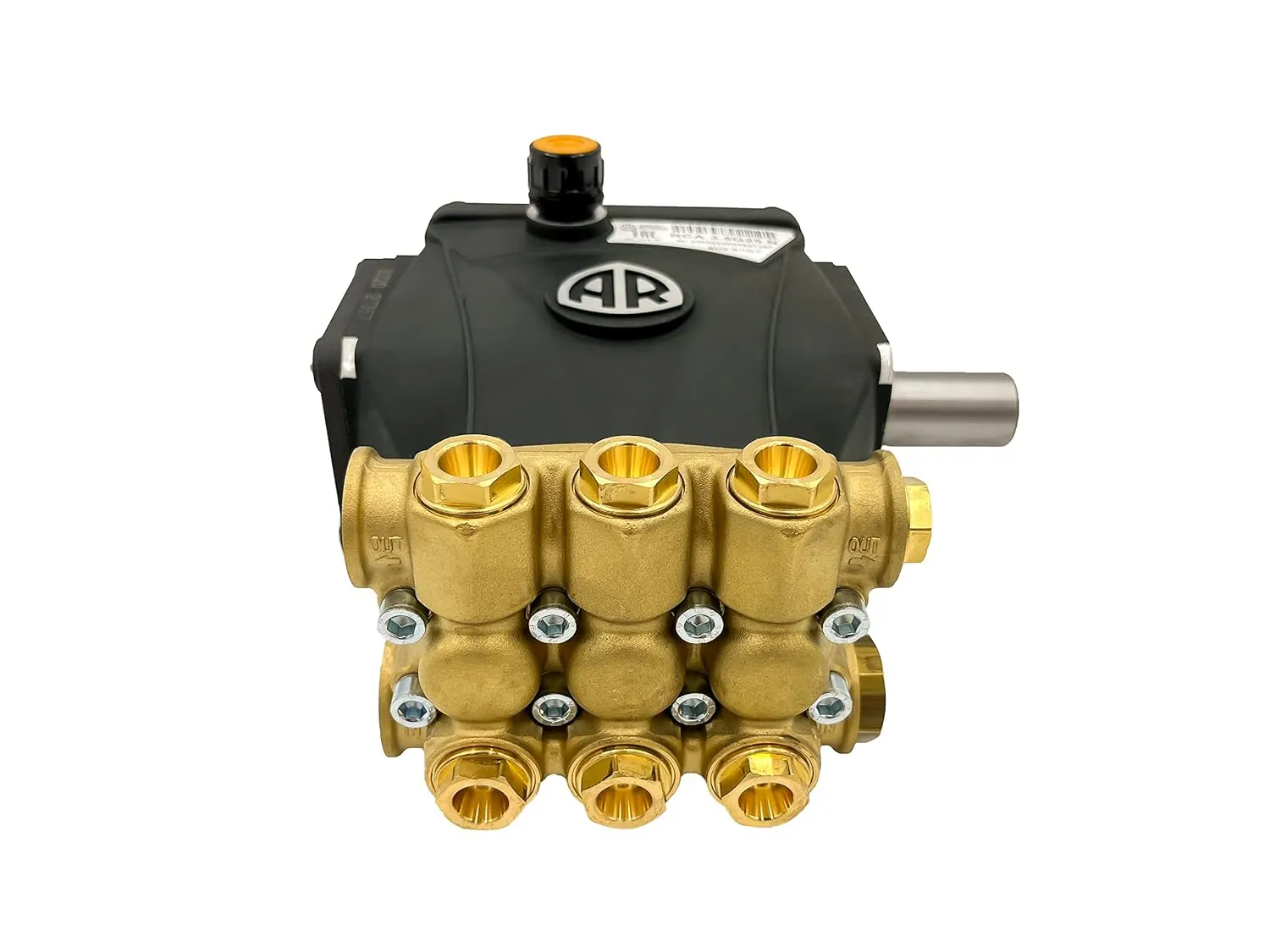 Annovi Reverberi RCA35G25N Solid Shaft N Version Replacement Commercial Pump. 2500 PSI, 3.5 GPM, 170 Bar, 1750 RPM, 24mm Solid Shaft, Forged Brass Head, Aluminum Connection Rods, Triplex Plunger Pump