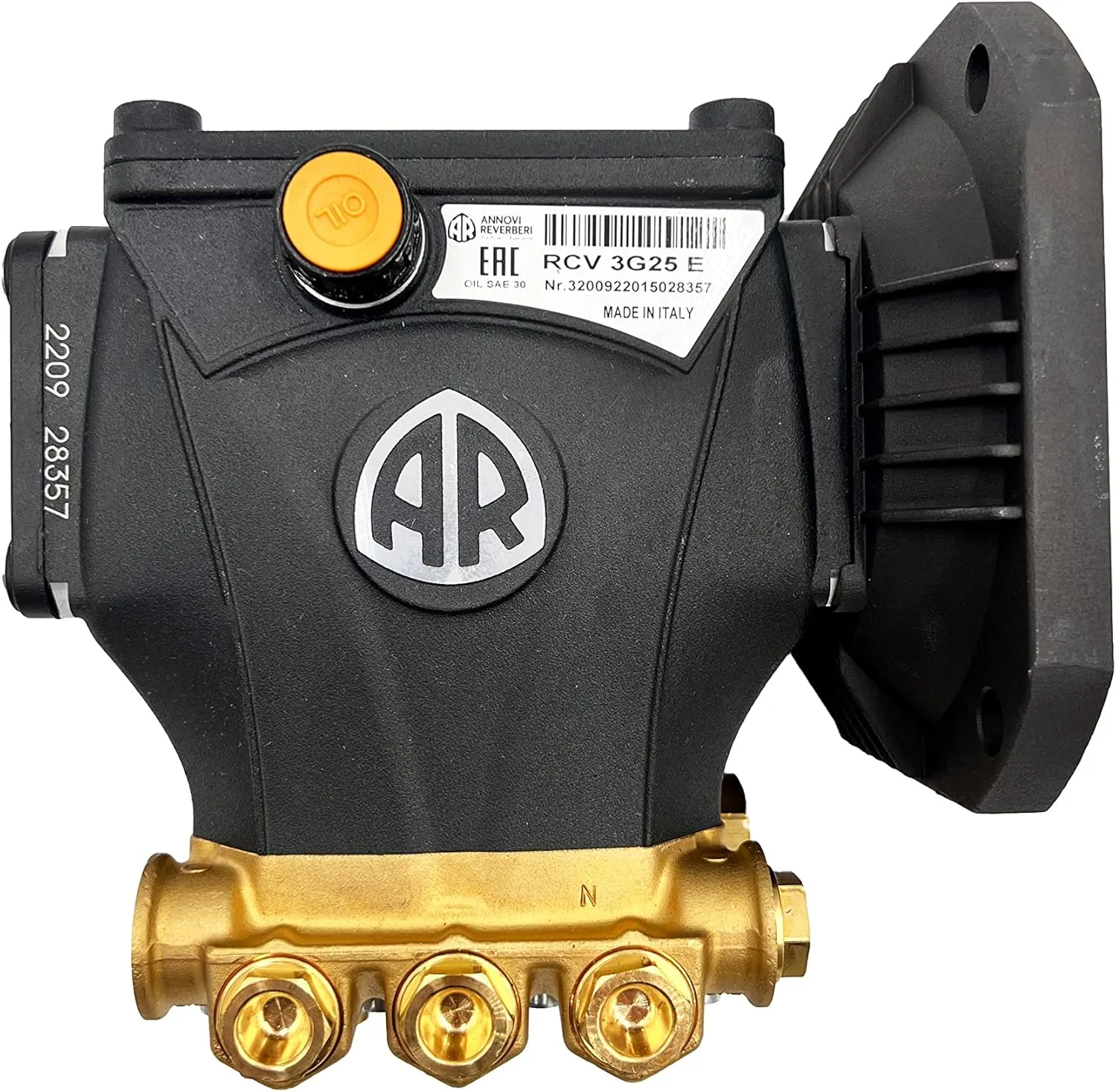 AR Annovi Reverberi Annovi Reverberi RCV3G25E-F8 Triplex Plunger Pump, Black