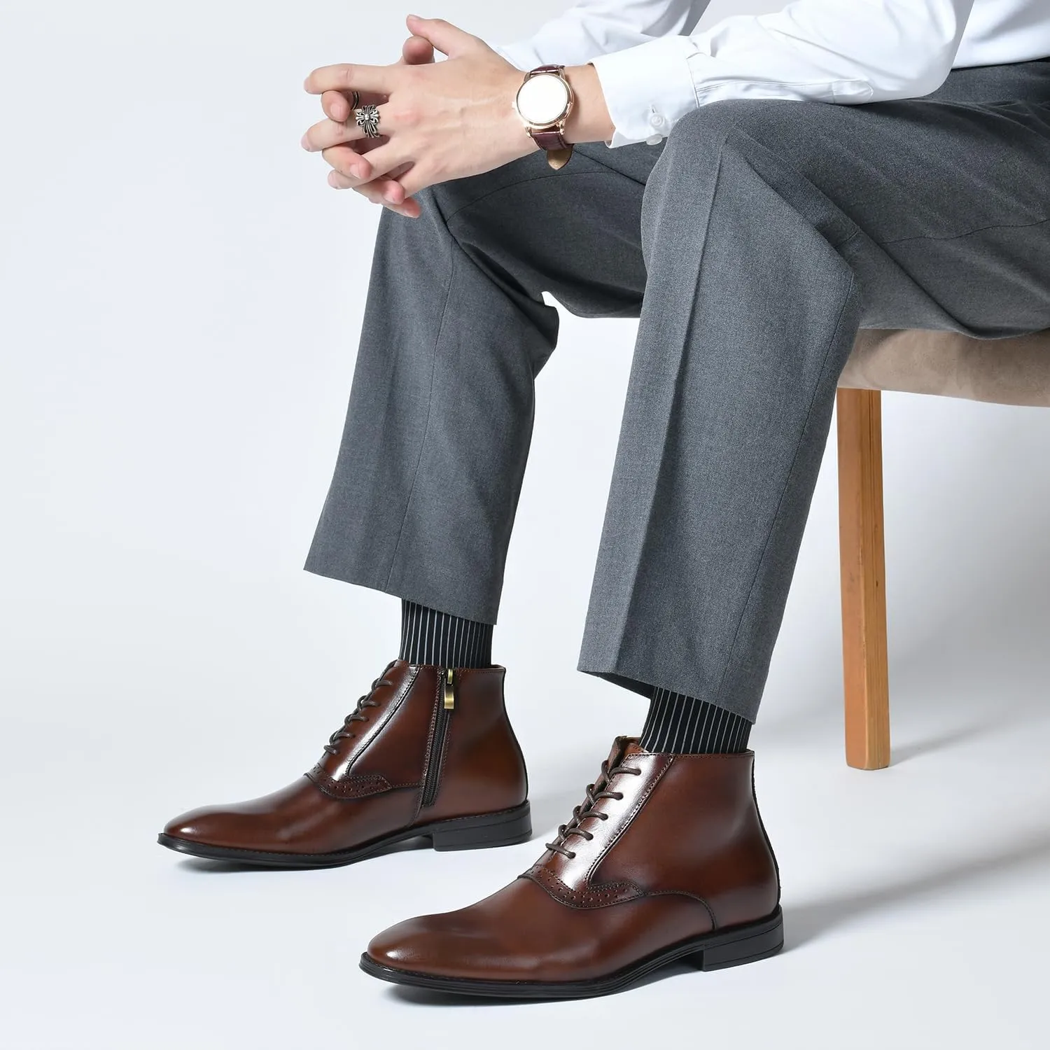 Arkbird Men's Brown Oxford Dress Boots