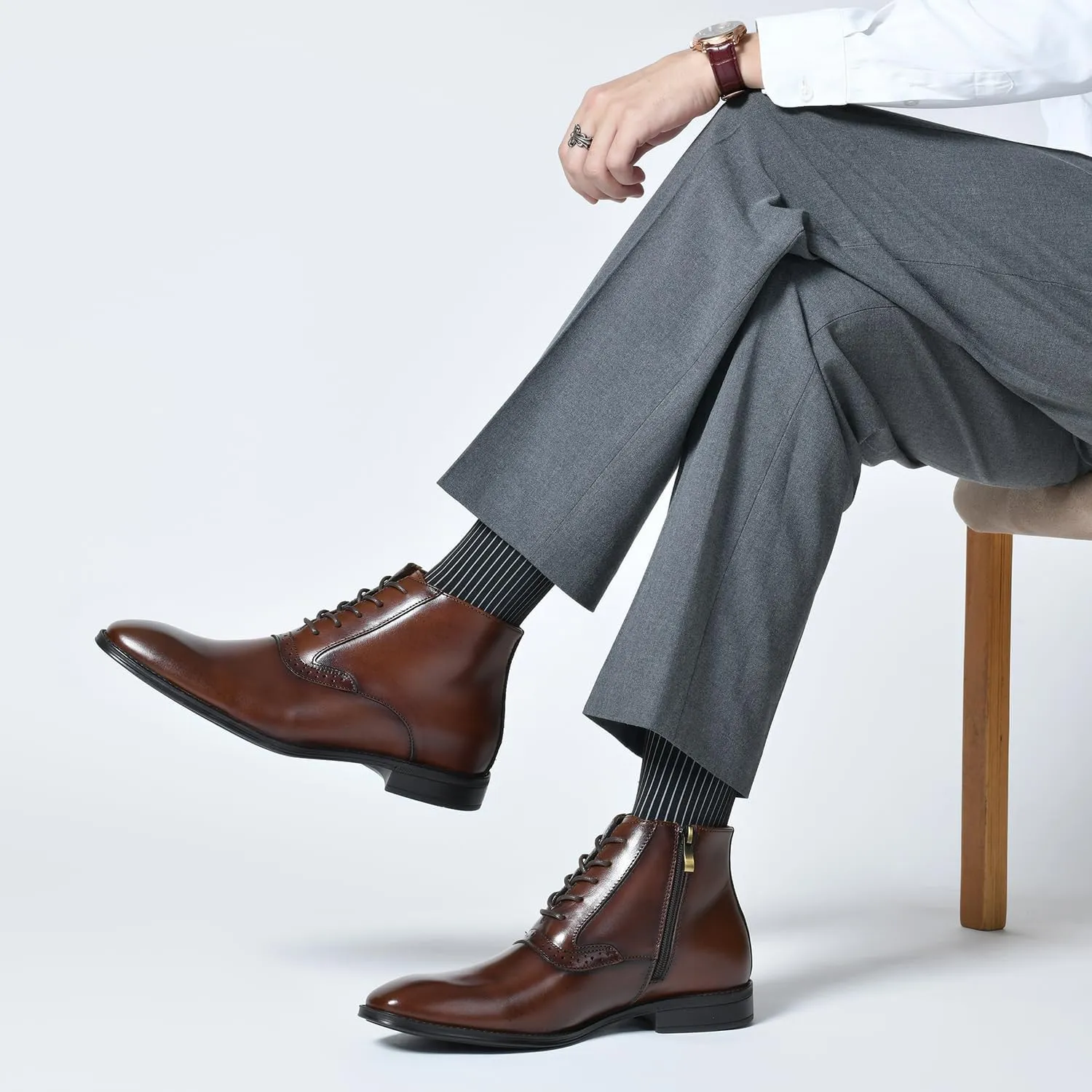 Arkbird Men's Brown Oxford Dress Boots