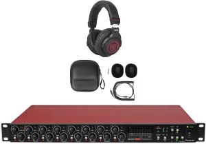 Audiosavings Bundle: (1) Focusrite Scarlett OctoPre Dynamic 8-Channel Microphone Mic Preamp Bundle with (1) Rockville PRO-M50 SR Studio Headphones Detachable Coil Cable (2 Items)