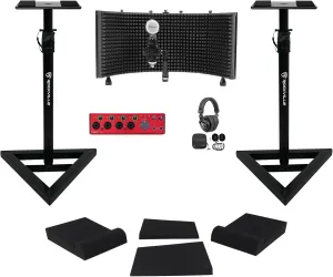Audiosavings Bundle: Focusrite Clarett  4Pre Interface Bundle with Rockville PRO-M50 Headphones, Rockville RCM03 Mic, Rockville ROCKSHIELD 3, Rockville RVSM1 Pair   Pair Rockville RRS190S(6 Items)