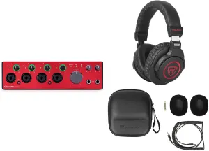 Audiosavings Bundle: Focusrite Clarett  4Pre USB-C Audio Recording Interface, 4 Mic Preamps/JFET/ADAT Bundle with Rockville PRO-M50 SR Studio Headphones Detachable Coil Cable Case Ear Pad (2 Items)