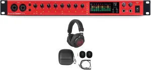 Audiosavings Bundle: Focusrite Clarett  8Pre USB-C Audio Recording Interface, 8 Mic Preamps/JFET/ADAT Bundle with Rockville PRO-M50 SR Studio Headphones Detachable Coil Cable Case Ear Pad (2 Items)
