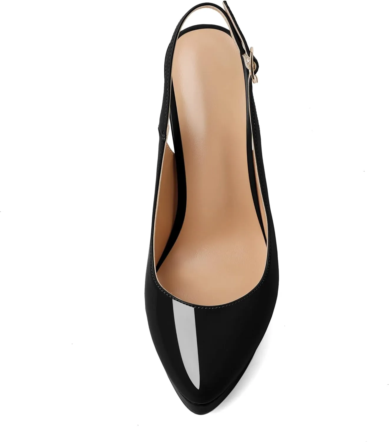 AUMOTED Women's High Heels Slingback Platform Pumps Stilettos Close Pointed Toe Heels Patent Solid Dating Party Dress Shoes 4.7 Inch