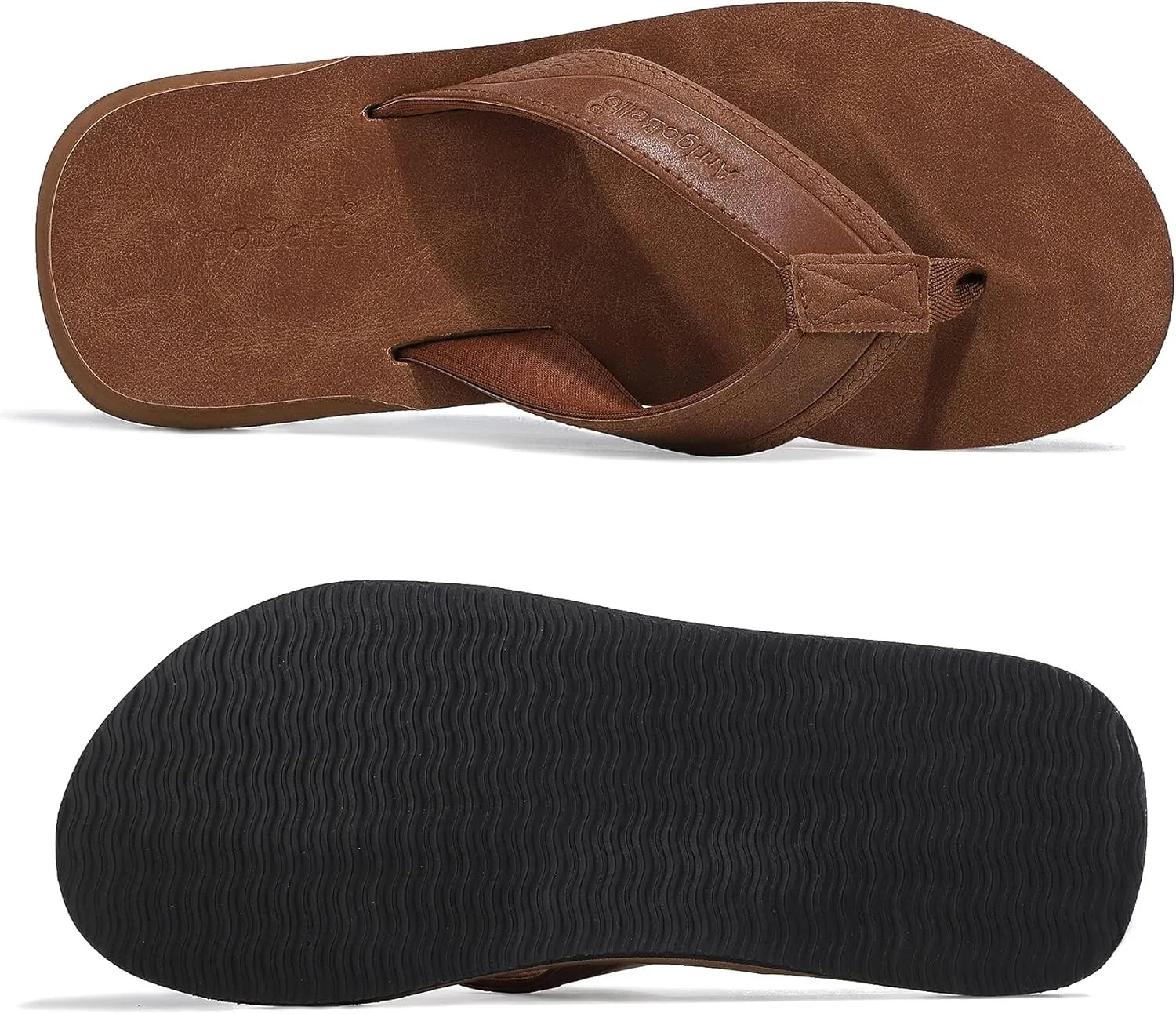 AX BOXING Mens Flip Flops Leather Thong Sandals Casual Comfort Slides Slippers