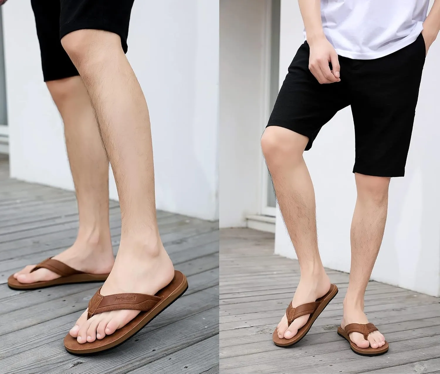 AX BOXING Mens Flip Flops Leather Thong Sandals Casual Comfort Slides Slippers