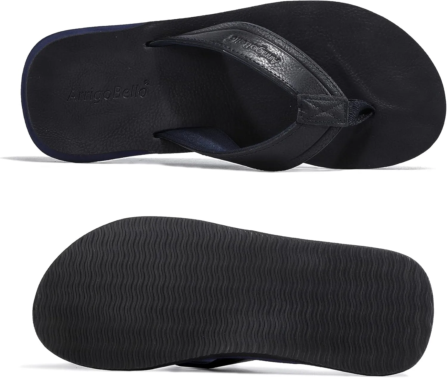 AX BOXING Mens Flip Flops Leather Thong Sandals Casual Comfort Slides Slippers