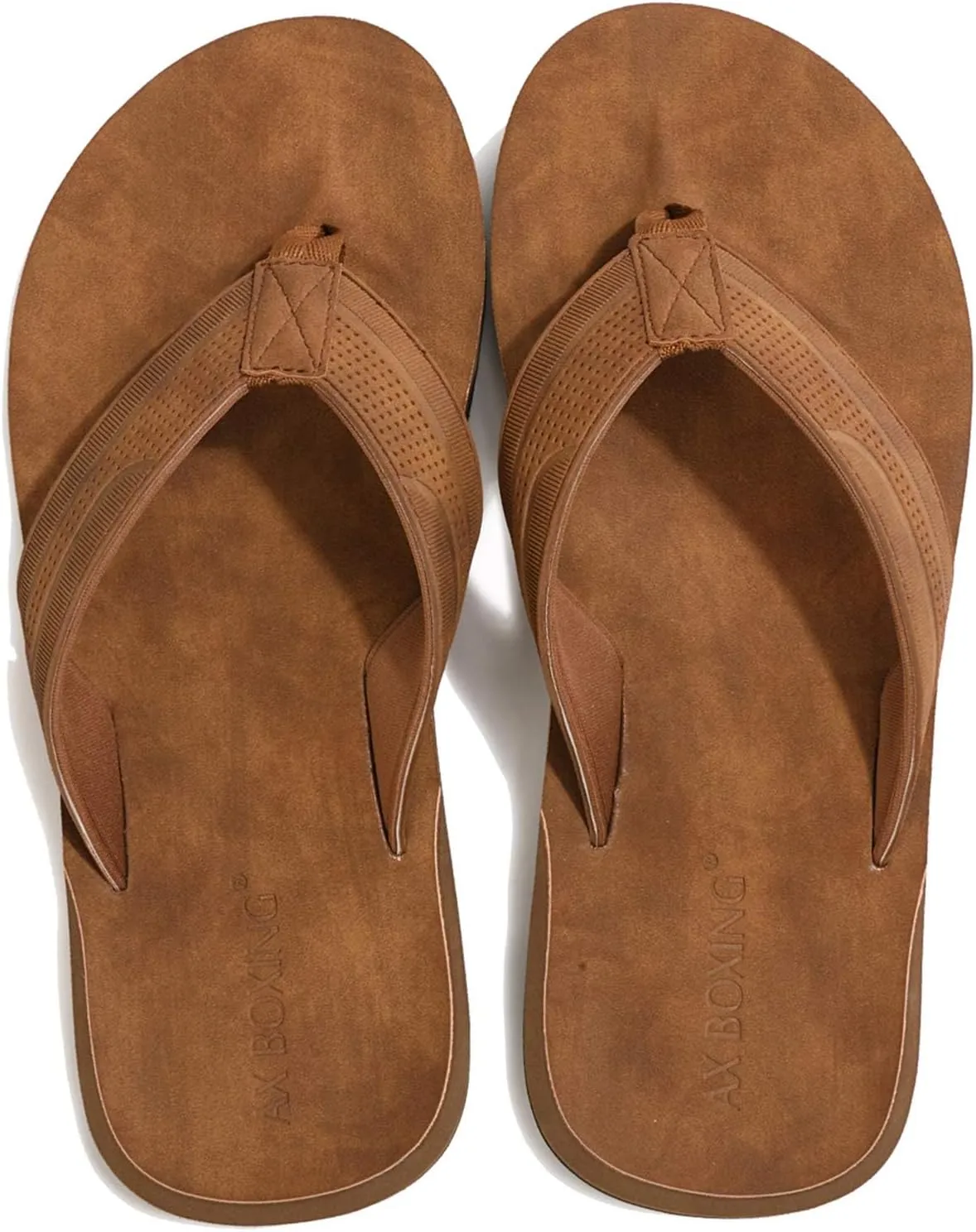 AX BOXING Mens Flip Flops Leather Thong Sandals Casual Comfort Slides Slippers