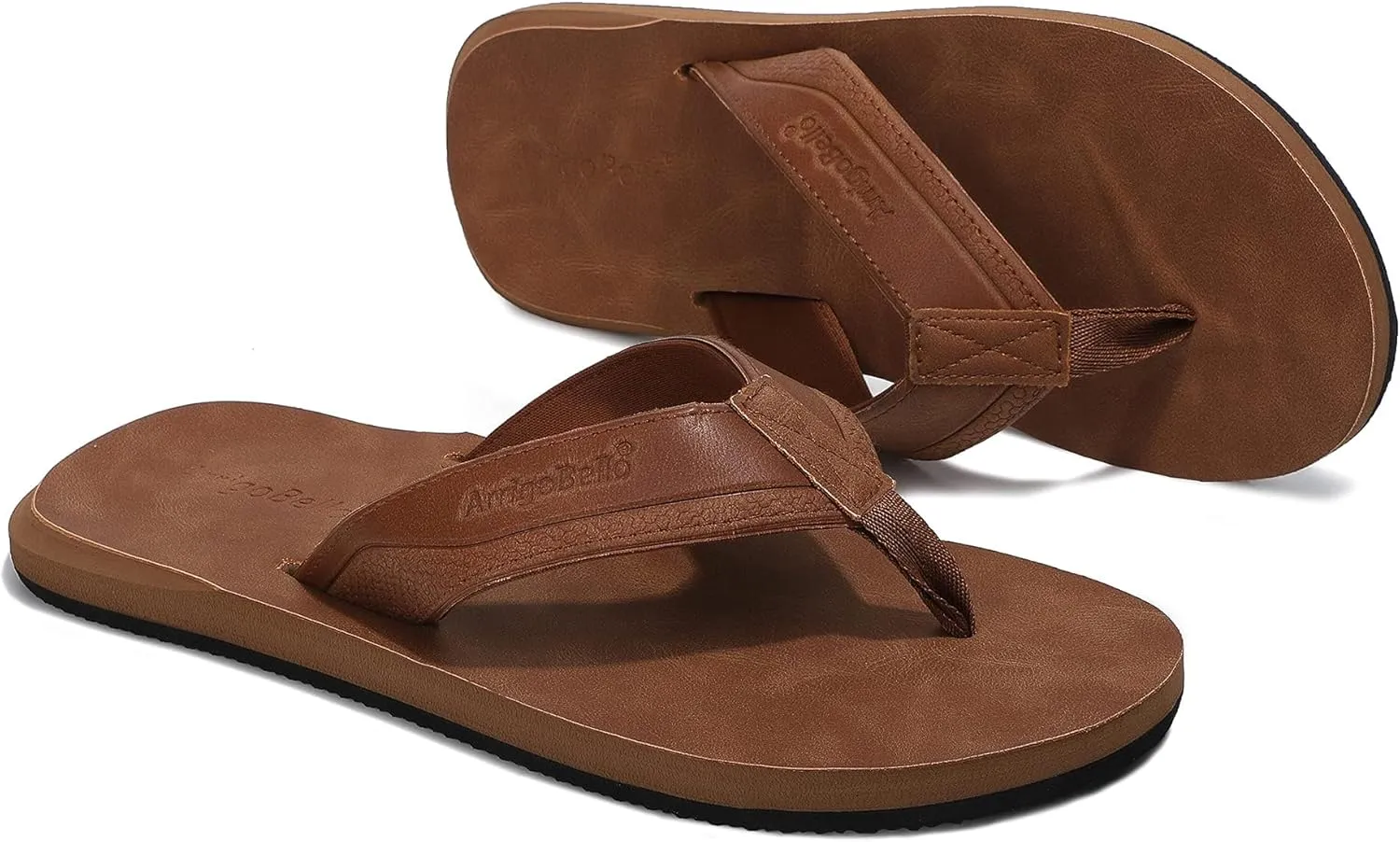 AX BOXING Mens Flip Flops Leather Thong Sandals Casual Comfort Slides Slippers