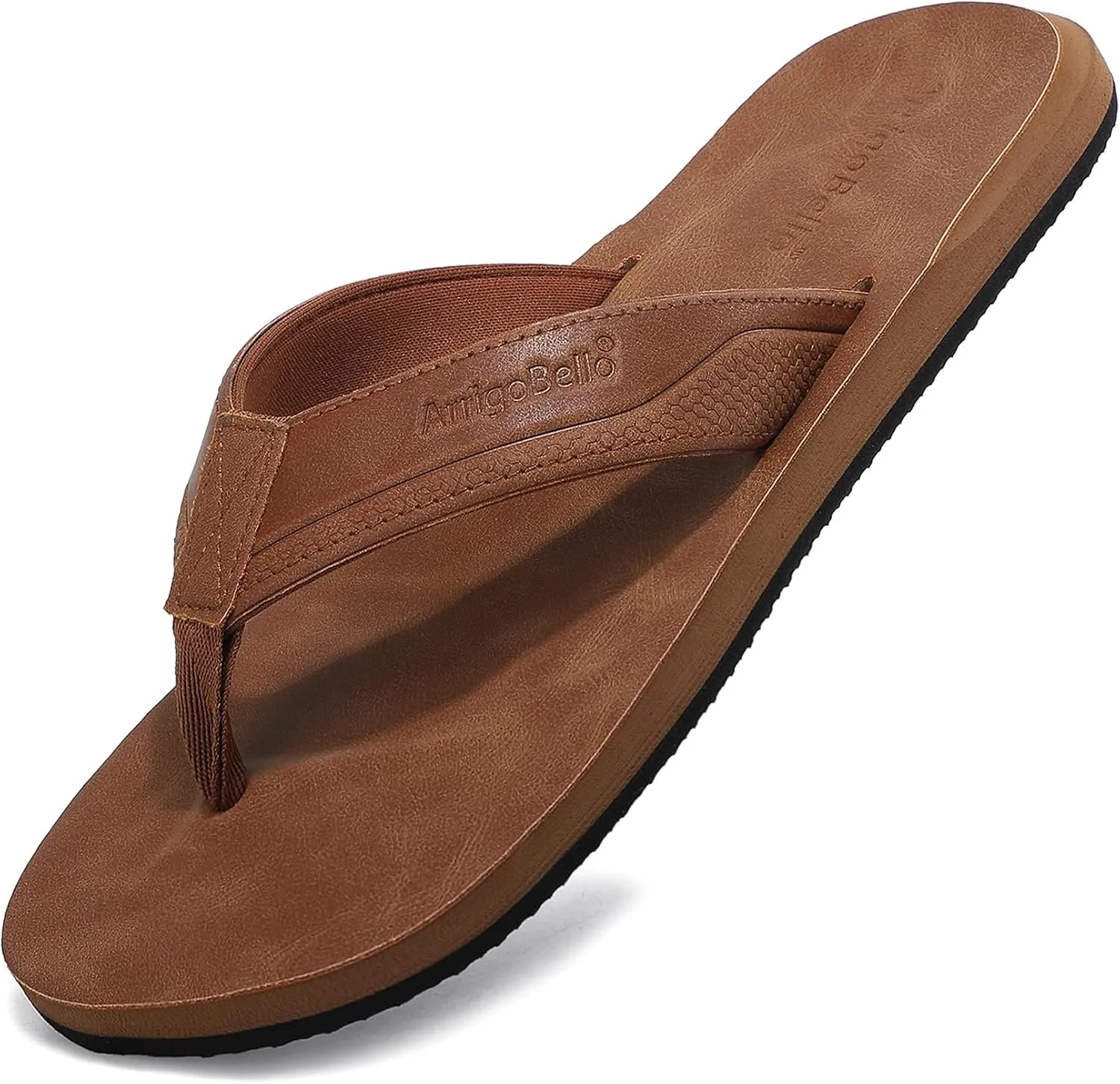 AX BOXING Mens Flip Flops Leather Thong Sandals Casual Comfort Slides Slippers