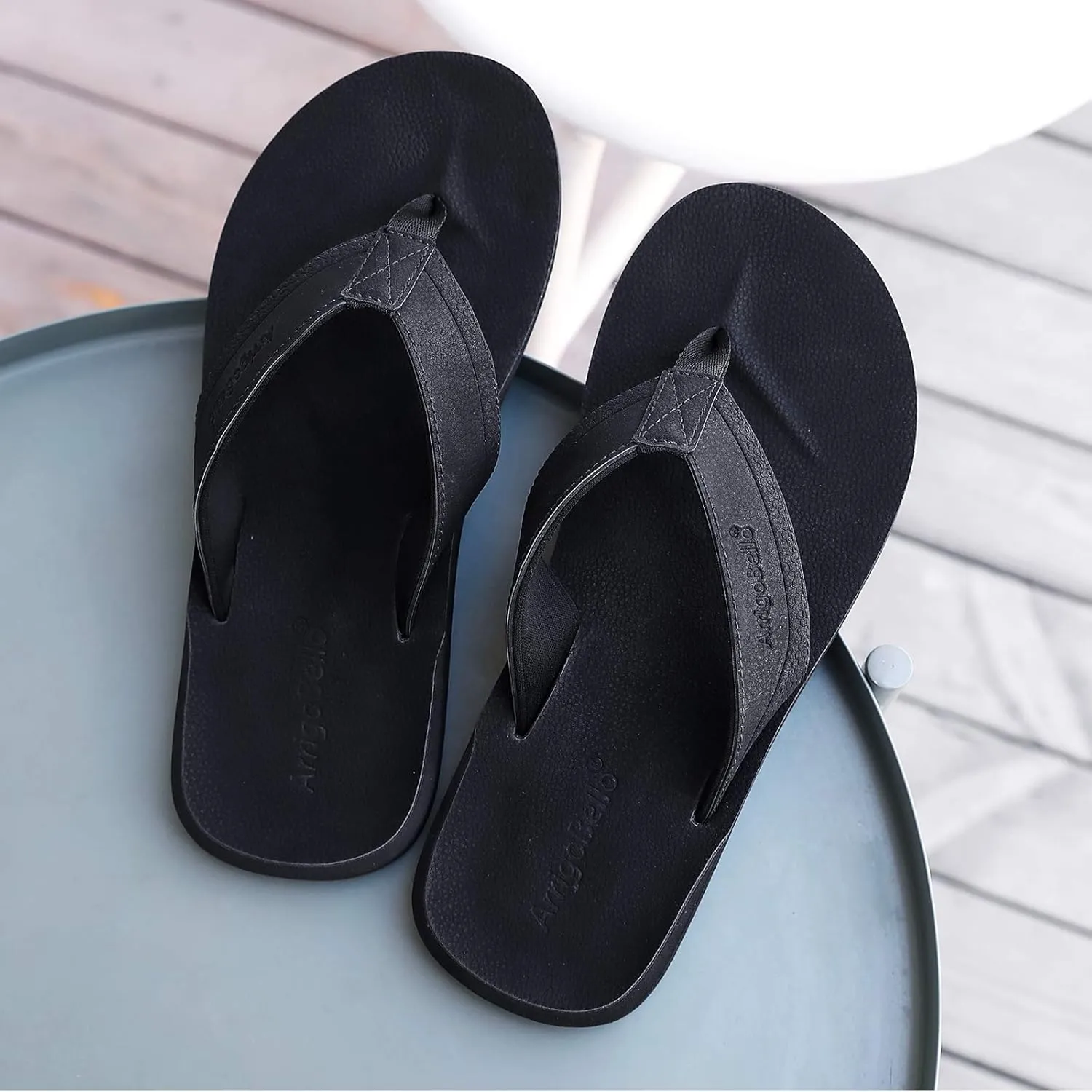 AX BOXING Mens Flip Flops Leather Thong Sandals Casual Comfort Slides Slippers