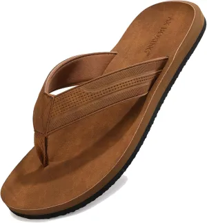 AX BOXING Mens Flip Flops Leather Thong Sandals Casual Comfort Slides Slippers