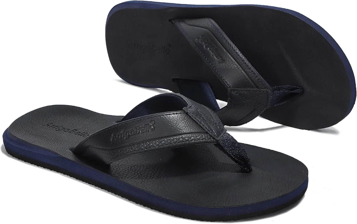 AX BOXING Mens Flip Flops Leather Thong Sandals Casual Comfort Slides Slippers