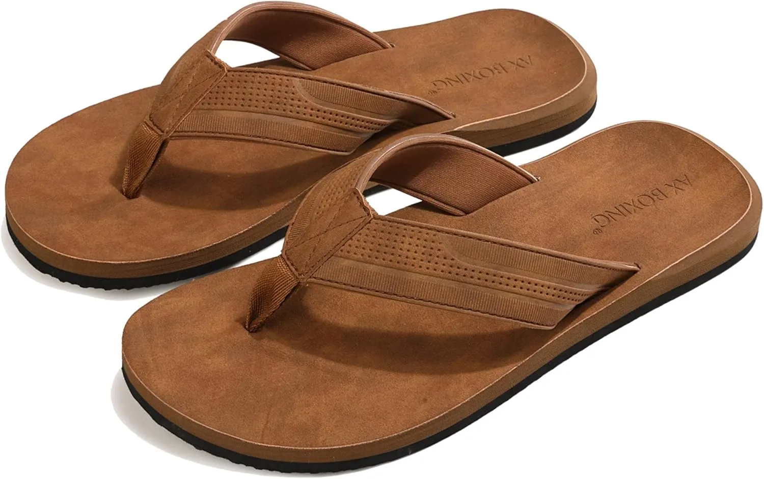 AX BOXING Mens Flip Flops Leather Thong Sandals Casual Comfort Slides Slippers