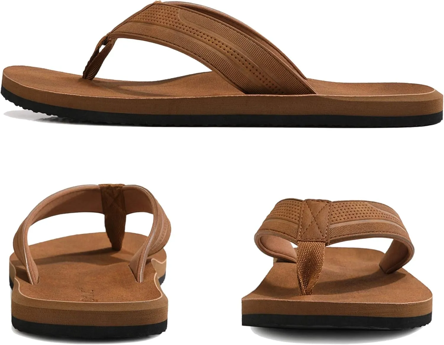 AX BOXING Mens Flip Flops Leather Thong Sandals Casual Comfort Slides Slippers