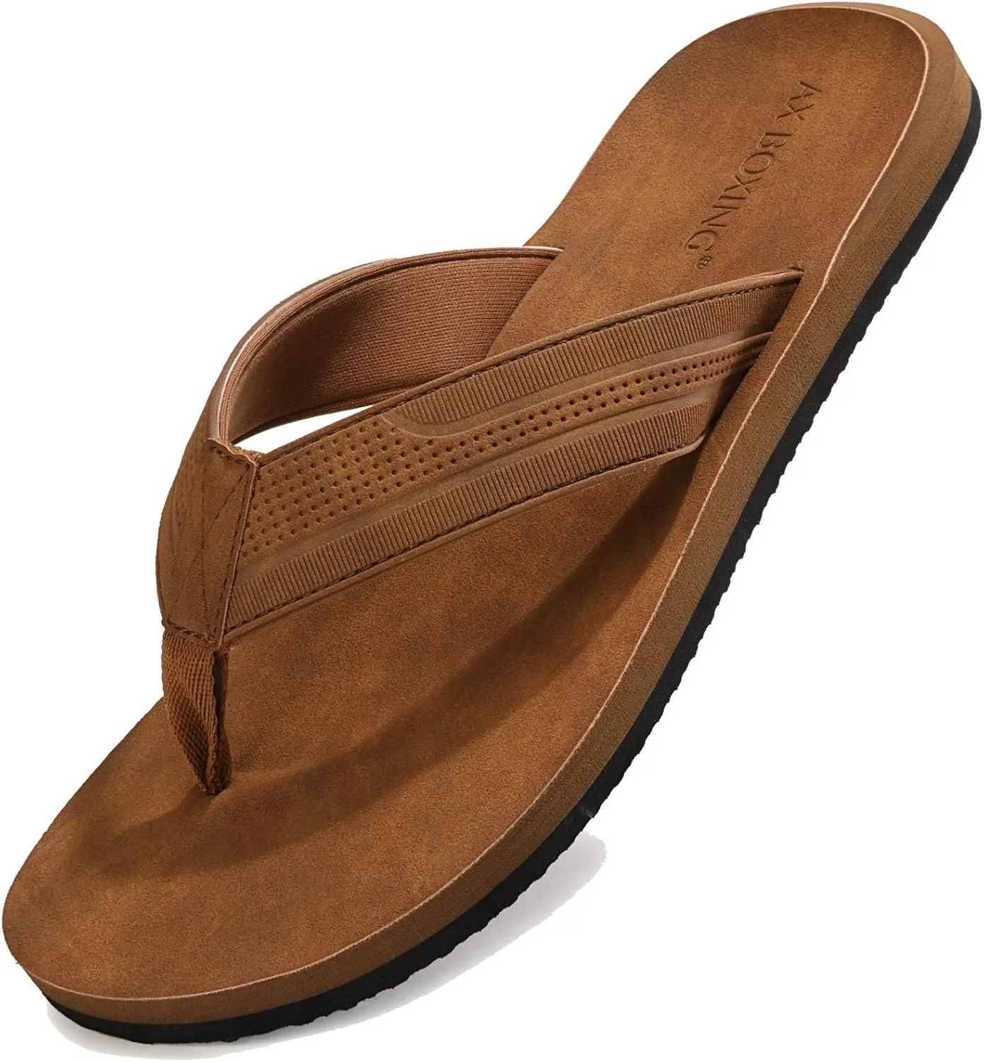 AX BOXING Mens Flip Flops Leather Thong Sandals Casual Comfort Slides Slippers