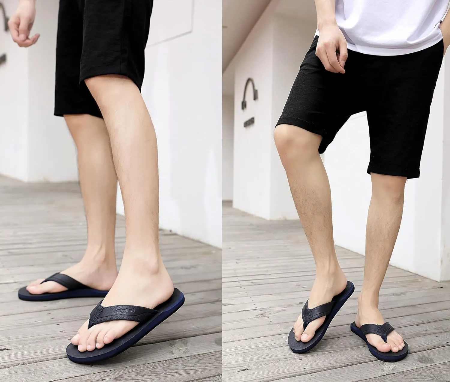AX BOXING Mens Flip Flops Leather Thong Sandals Casual Comfort Slides Slippers