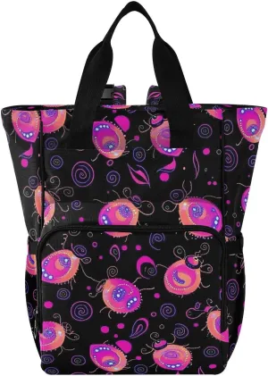Baby Diaper Bag Backpack Colorful Ladybug Purple Large Tote Baby Bag for Boys, Girls, Waterproof Multi Function Diaper Backpack, Travel Essentials for Moms