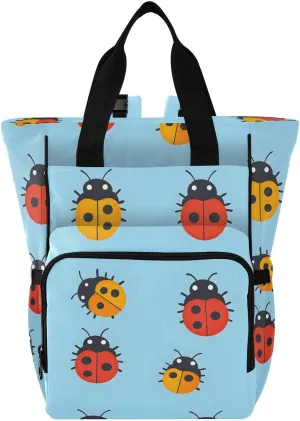Baby Diaper Bag Backpack Colorful Ladybugs Pattern Large Tote Baby Bag for Boys, Girls, Waterproof Multi Function Diaper Backpack, Travel Essentials for Moms
