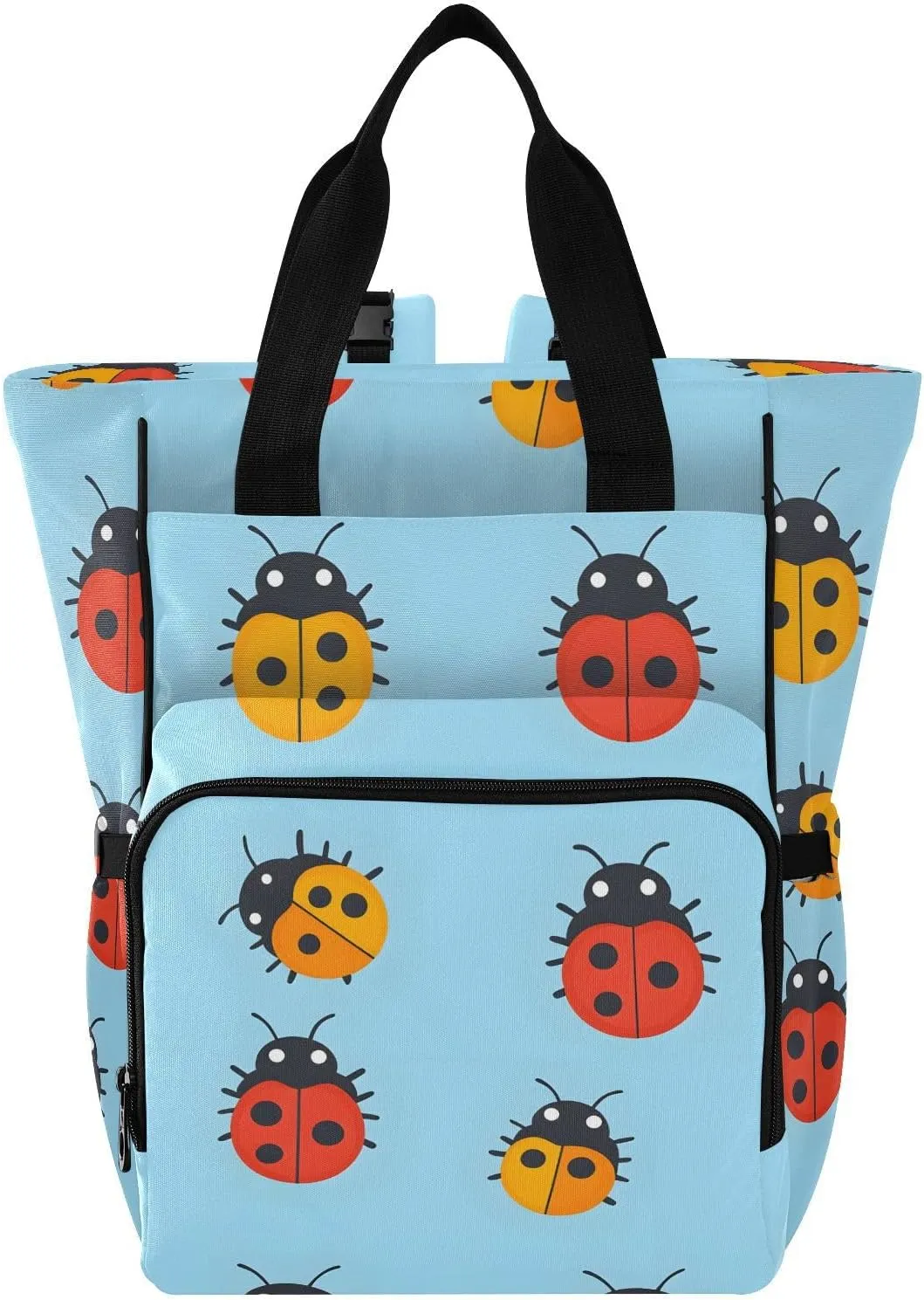 Baby Diaper Bag Backpack Colorful Ladybugs Pattern Large Tote Baby Bag for Boys, Girls, Waterproof Multi Function Diaper Backpack, Travel Essentials for Moms