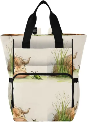 Baby Diaper Bag Backpack Yak Grass Ladybug Large Tote Baby Bag for Boys, Girls, Waterproof Multi Function Diaper Backpack, Travel Essentials for Moms