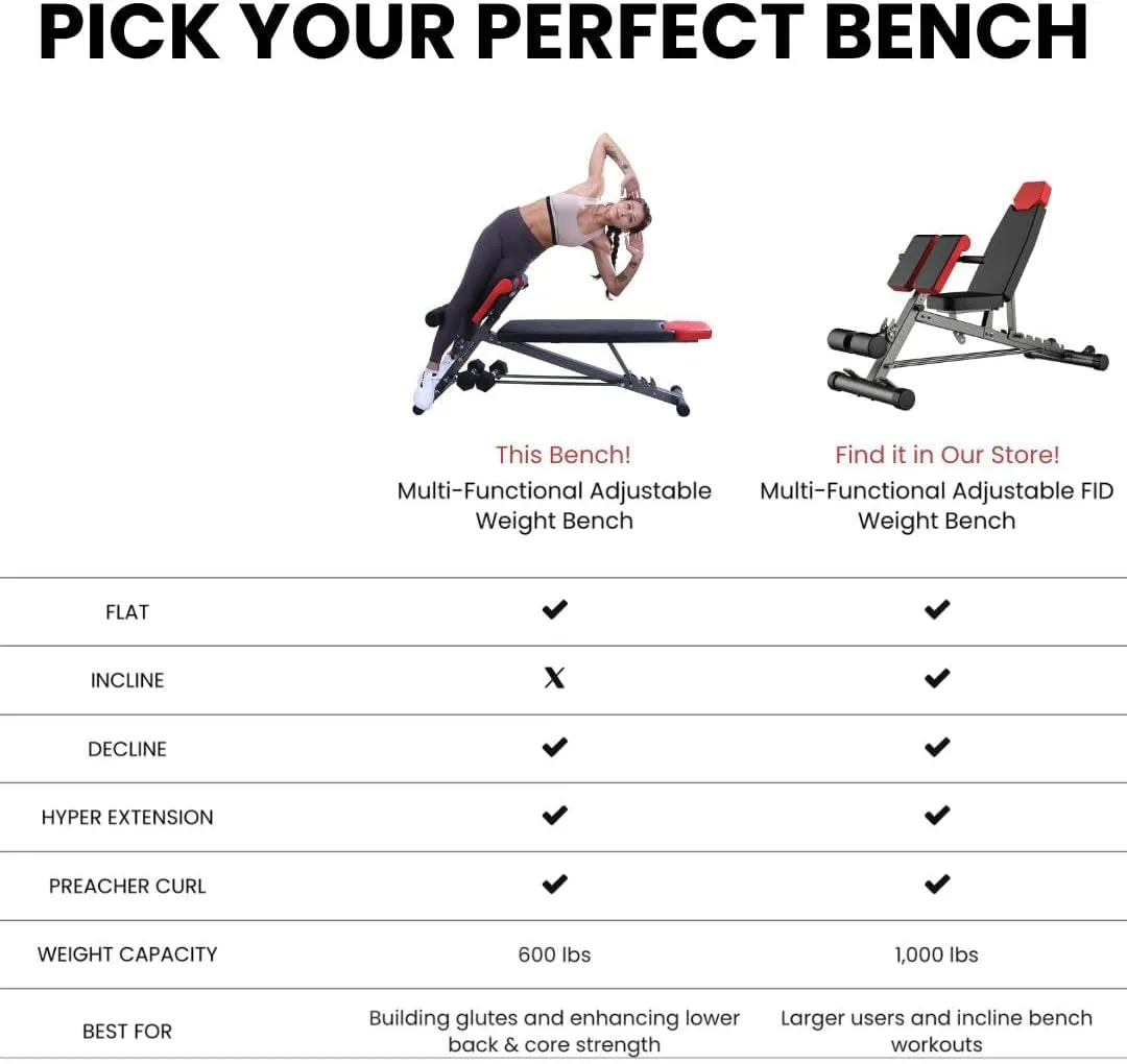 Back Plug-and-play Form Weight Perfect Roman Chair Bench Finer Gym Your Bench Sit-Ups! Multi-Functional Home Press, with and the Autumn sale – Exercises, Adjustable for Transform Hyperextensions,