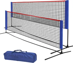 Badminton Net, Height Adjustabl Portable Soccer Tennis Net, Foldable Nylon Net 10 ft Wide, Pickleball and Volleyball Net with Poles for Backyard Game and Indoor Outdoor Use, Easy Assemble