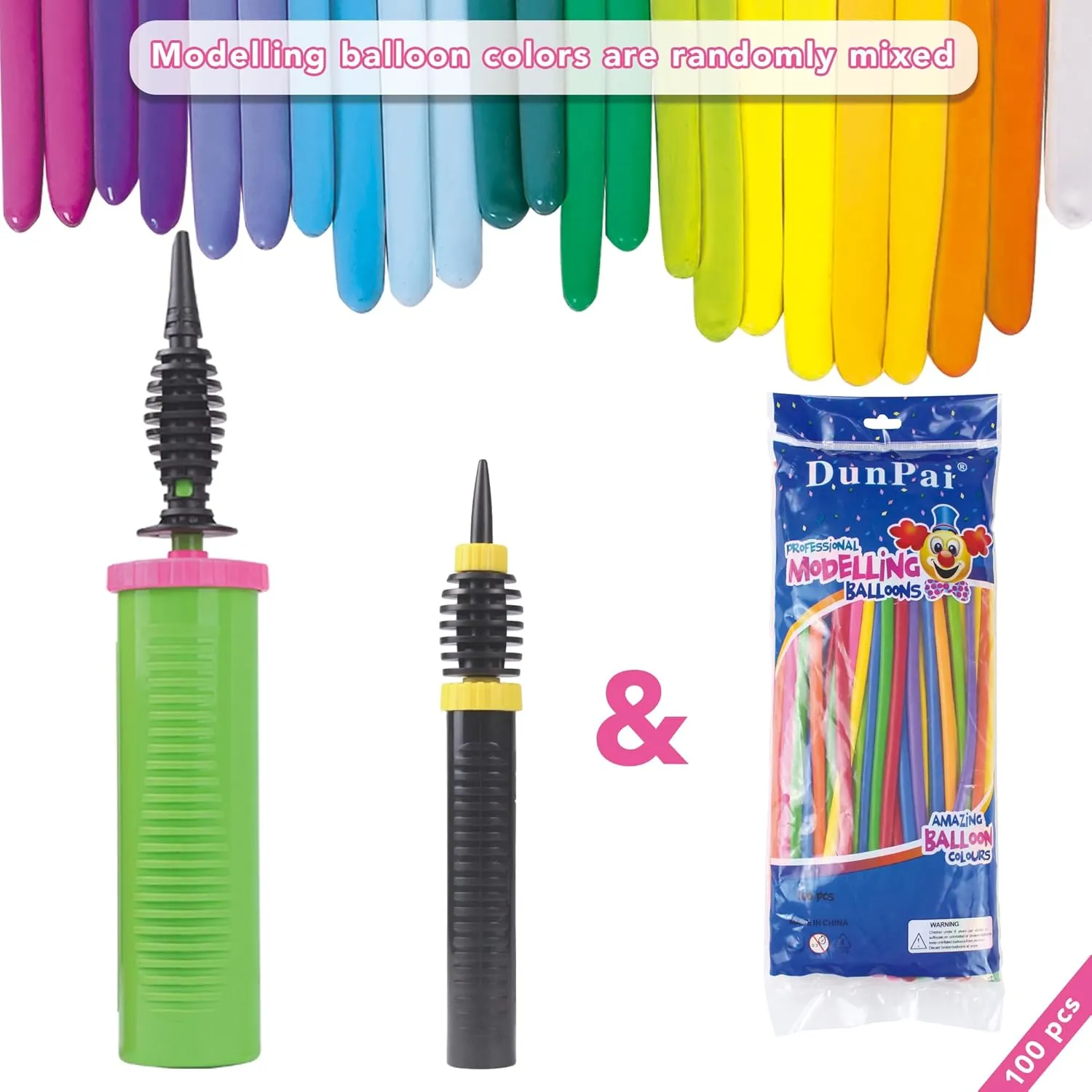 Balloon Pump Handheld Two-Way Dual Action Balloon Inflator Pumping for Foil Latex Twisting Balloon