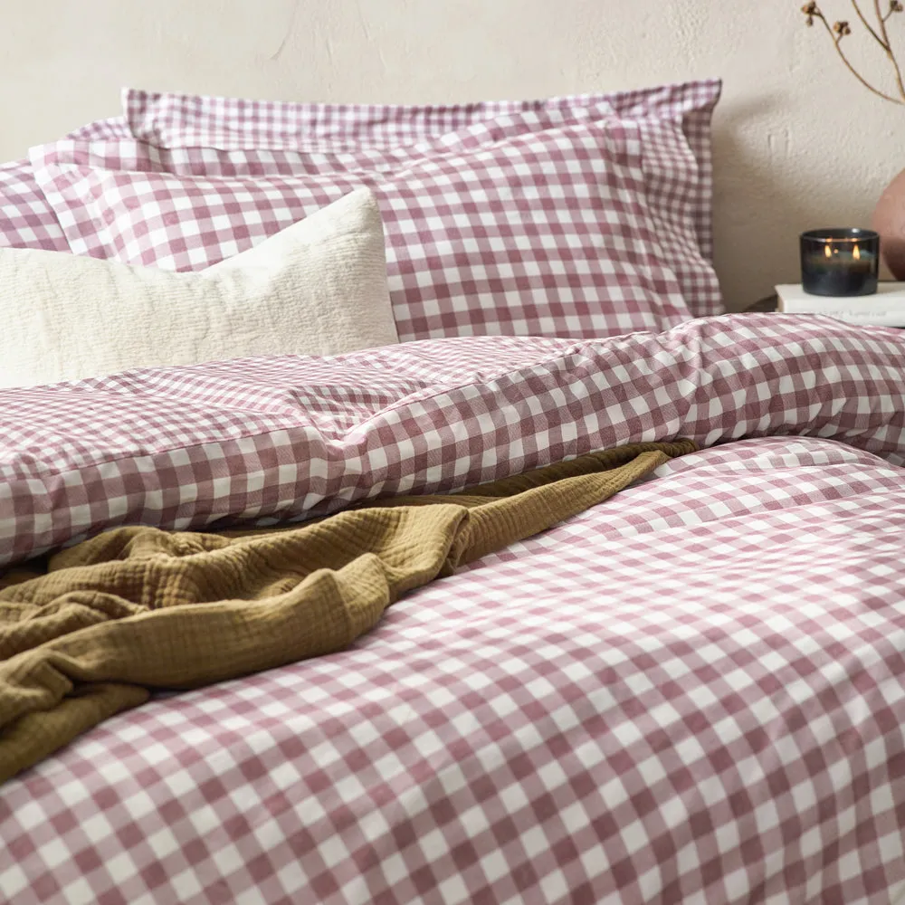 Barton Gingham Check Duvet Cover Set Berry