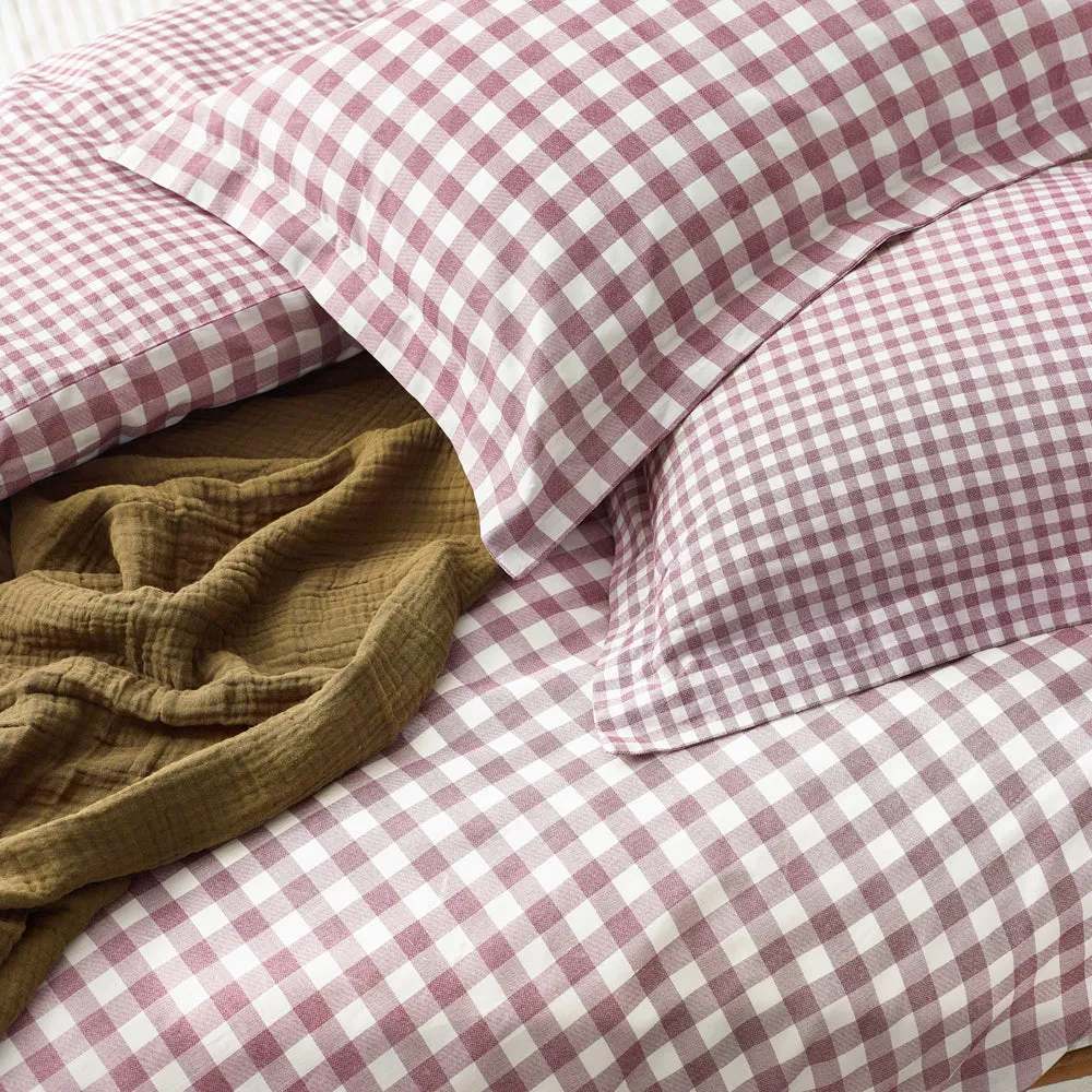 Barton Gingham Check Duvet Cover Set Berry
