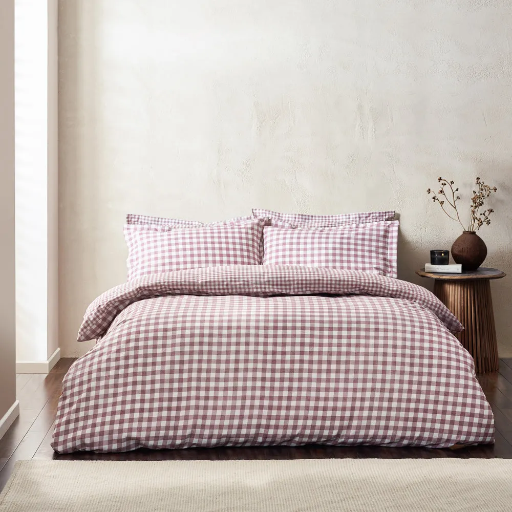 Barton Gingham Check Duvet Cover Set Berry