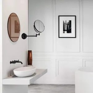 Bathroom Makeup Wall Mounted Black,8 Inch 1x/10x Magnification Shaving Mirrors, Double Sided 360°