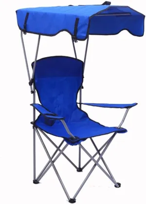 Beach Recliner Shade Chair Folding Lightweight Camping Chair with Cup Holder Portable Fishing Chairs for Outdoor Events Support 400LBS (Color : Blue, Size : 1Pc)